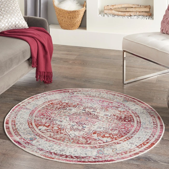 Nourison Vintage Kashan Area Rug VKA07-Red/Ivory