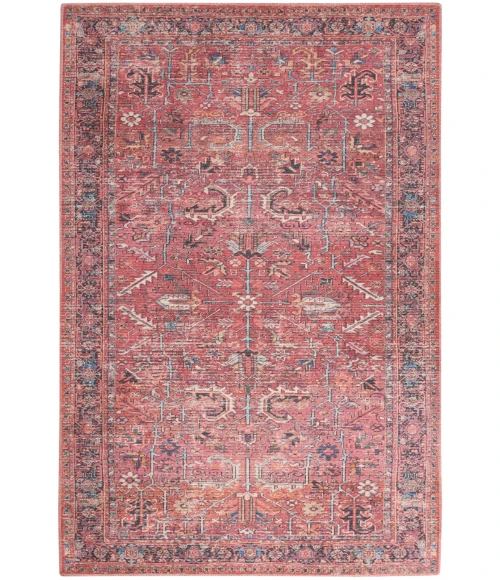 Nicole Curtis Machine Washable Series 1 Area Rug SR102 Red 5' x 7'