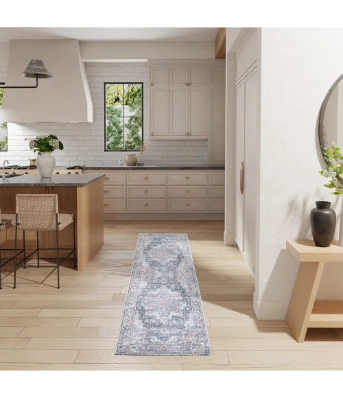 Nicole Curtis Machine Washable Series 1 Area Rug SR101 Light Blue Multi