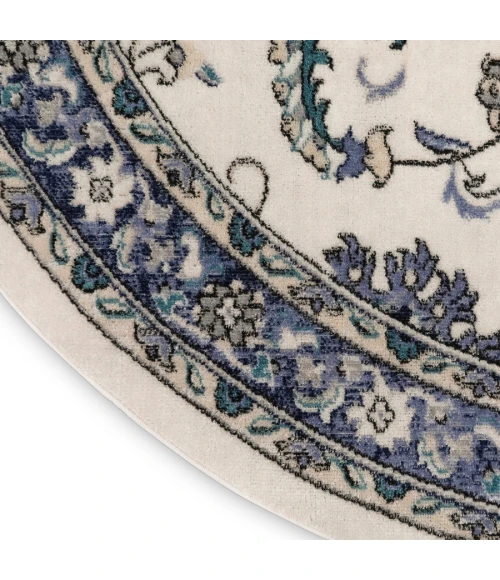 Nourison Home Nourison Essentials Ivory Blue NRE05 4 ft. Round Rug