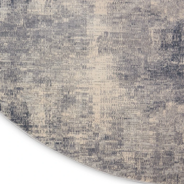 Nourison Rustic Textures Area Rug RUS02 Blue/Ivory 5'3" Round
