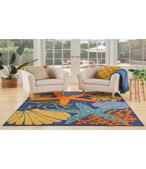Nourison Aloha Navy Multicolor ALH24 3 ft. 6 in. X 5 ft. 6 in. Rectangle Rug