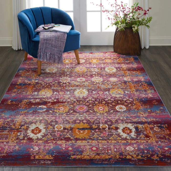 Nourison Vintage Kashan Area Rug VKA03-Red/Multicolor