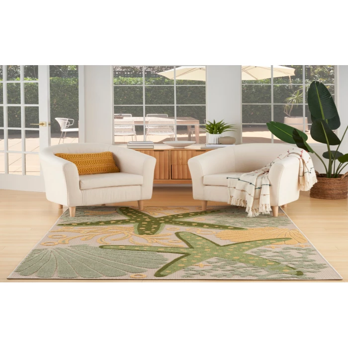 Nourison Aloha Green Yellow ALH24 3 ft. 6 in. X 5 ft. 6 in. Rectangle Rug