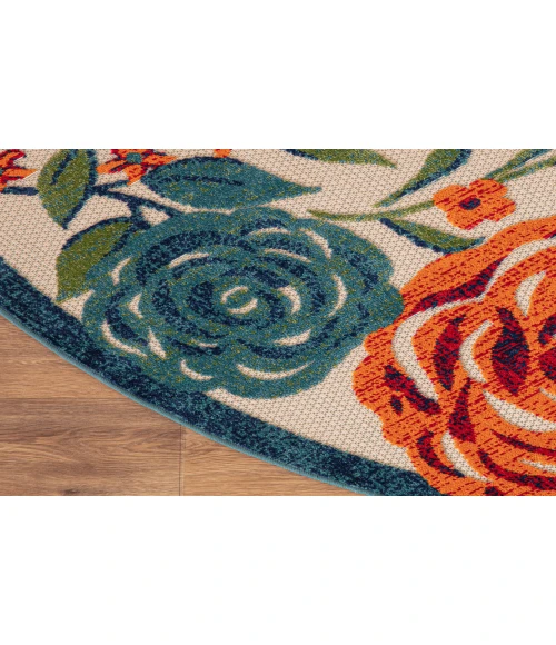 Nourison Aloha Ivory Multicolor ALH32 5 ft. 3 in. Round Rug