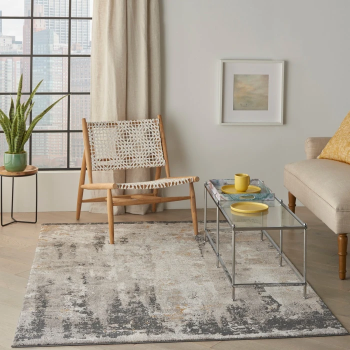 Nourison Tangra Cream Grey TNR05 5 ft. X 7 ft. Rect. Rug