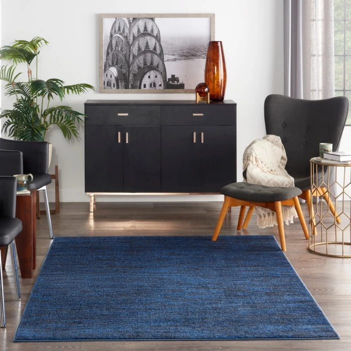 Nourison Essentials Midnight Blue Area Rug NRE01-Midnight Blue