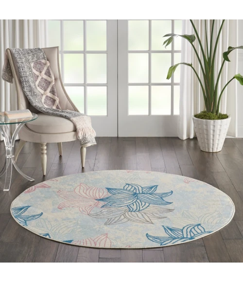 Nourison Jubilant Round Area Rug JUB08-Ivory/Multicolor
