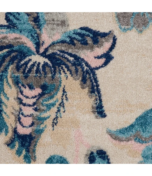 Nourison Tranquil Round Area Rug TRA02-Ivory/Light Blue