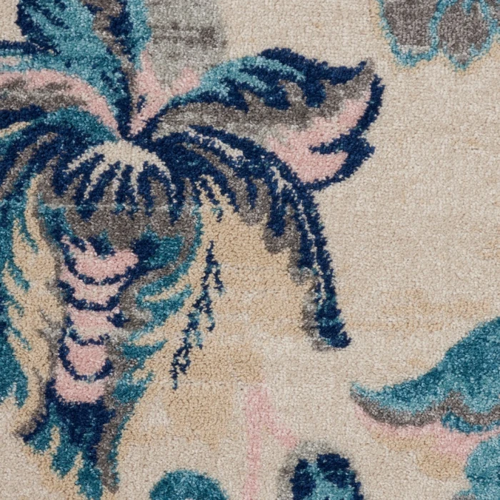Nourison Tranquil Round Area Rug TRA02-Ivory/Light Blue