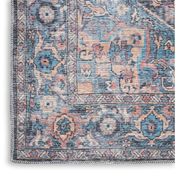 Nicole Curtis Machine Washable Series 1 Area Rug SR101 Blue 2' x 4'