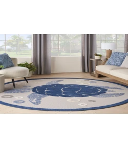 Nourison Home Aloha ALH27 Navy Blue 7 ft. 10 in. Round Area Rug