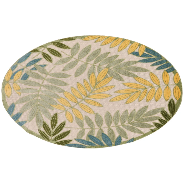 Nourison Aloha Green Multicolor ALH18 5 ft. 3 in. Round Rug
