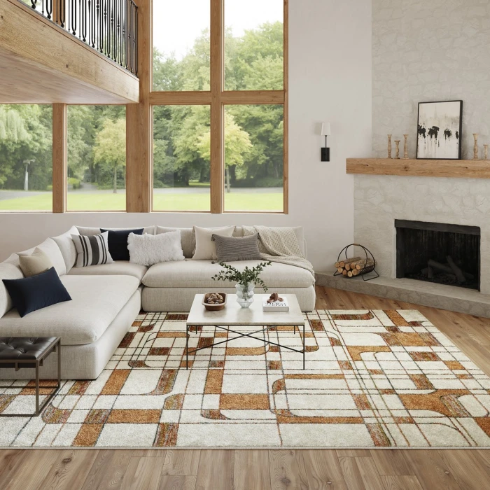 Nourison Nordic Ivory Rust NRC17 10ft. x 14ft. Rect. Rug