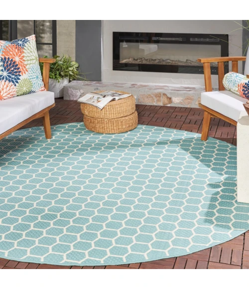 Nourison Twist Reversible Aqua TWS01 8 ft. X Round Rug