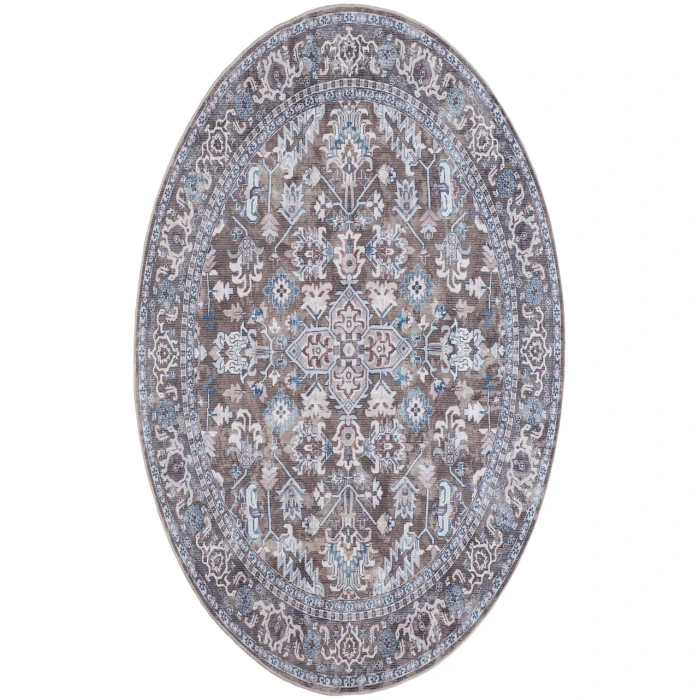 Nicole Curtis Machine Washable Series 1 Olive Ivory SR104 5 ft. 3 in. Round Rug