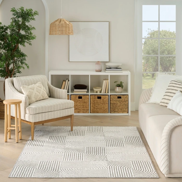 Nourison Natural Texture Grey Ivory NTX02 4 ft. X 6 ft. Rect. Rug