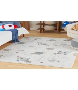 Nourison Home Astra Machine Washable ASW18 Ivory Multicolor 5 ft. 3 in. X 7 ft. Area Rug