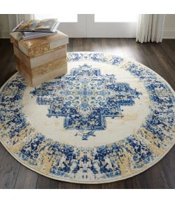 Nourison Home Grafix GRF14 White 4 ft. Round Area Rug