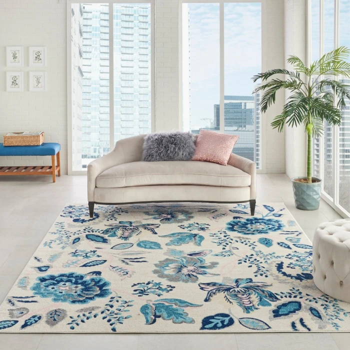Nourison Tranquil Area Rug TRA02-Ivory/Light Blue