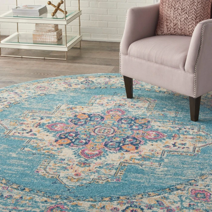Nourison Passion Round Area Rug PSN03-Light Blue