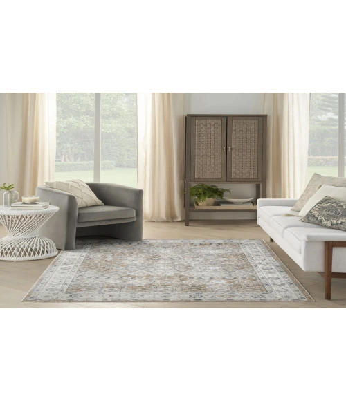 Nourison Astra Machine Washable Silver Taupe ASW16 5 ft. 3 in. X 7 ft. Rectangle Rug