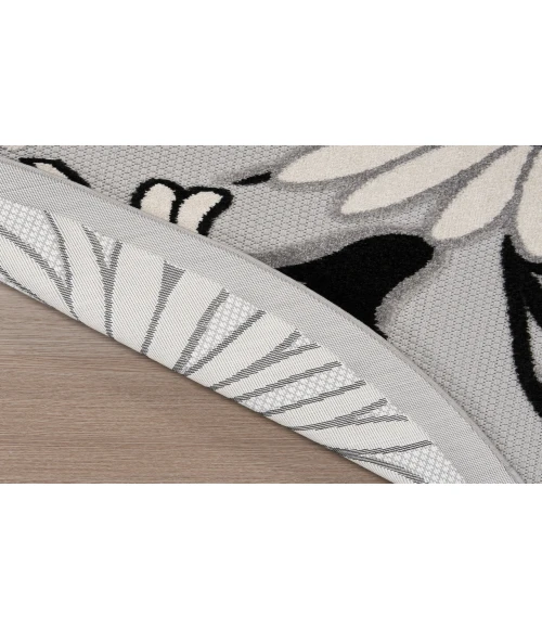 Nourison Aloha Black White ALH33 7’10” Round Rug