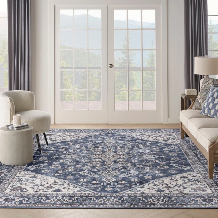 Nourison Machine Washable Series 1 Navy Ivory SR104 9 ft. X 12 ft. Rect. Rug