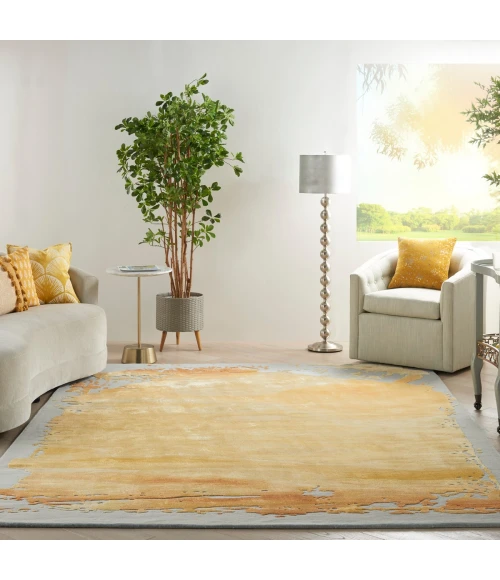 Nourison Prismatic Area Rug PRS19 Grey/Gold 7'9" x 9'9"