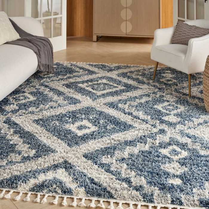 Nourison Oslo Shag Denim Blue OSL02 8 ft. X 11 ft. Rect. Rug
