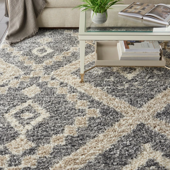 Nourison Oslo Shag Grey/Ivory OSL02 8 ft. X 11 ft. Rect. Rug