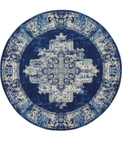 Nourison Home Grafix GRF14 Navy Blue 8 ft. Round Area Rug