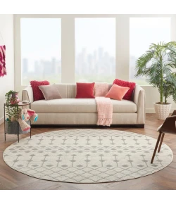 Nourison Home Grafix GRF37 Ivory/Grey 8 ft. Round Area Rug