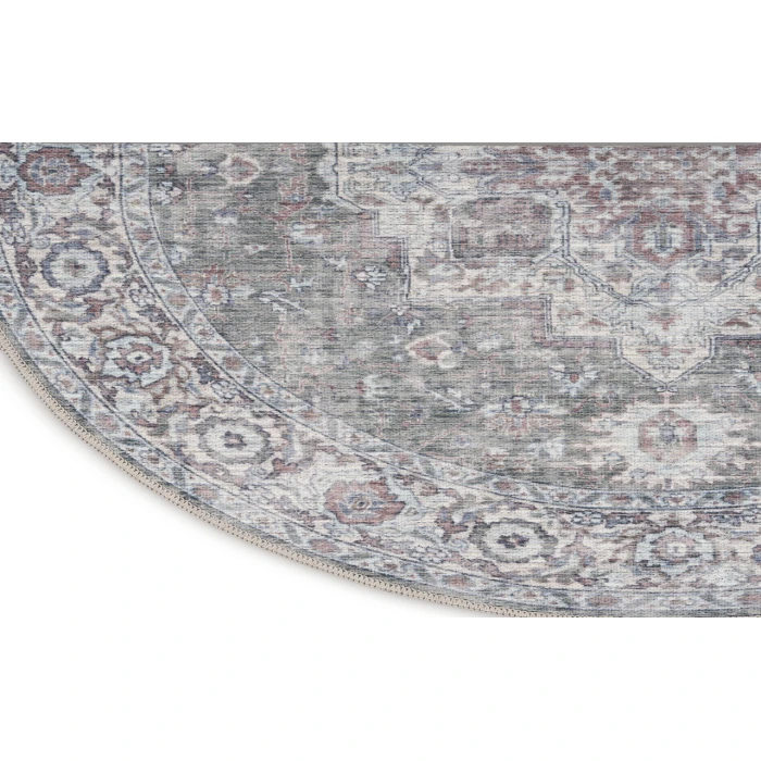 Nicole Curtis Machine Washable Series 1 Ivory Grey SR101 7 ft. 10 in. Round Rug