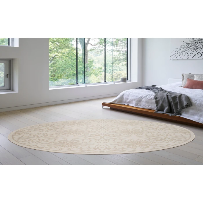 Nourison Jubilant Ivory Beige JUB06 8 ft. Round Rug