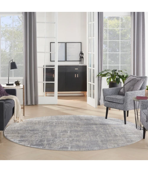 Nourison Rustic Textures Area Rug RUS01 Ivory/Silver 5'3" Round