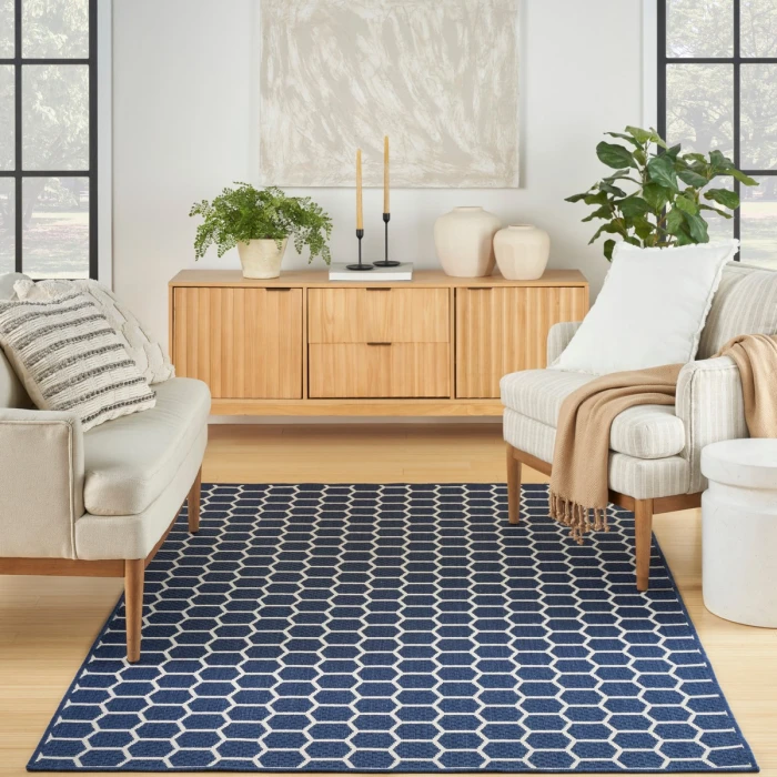 Nourison Twist Reversible Navy TWS01 6 ft. X 9 ft. Rect. Rug