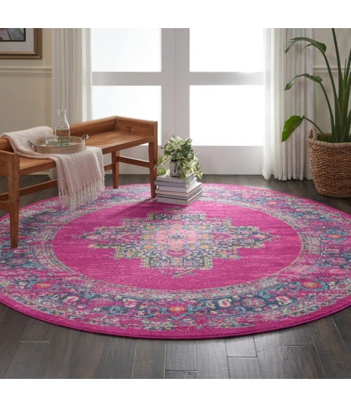 Nourison Passion Round Area Rug PSN03-Fuchsia