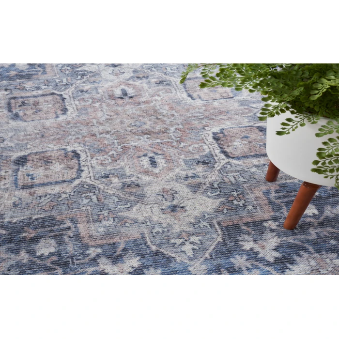 Nicole Curtis Machine Washable Series 1 Ivory Navy SR101 5 ft. 3 in. X 7 ft. 3 in. Rectangle Rug