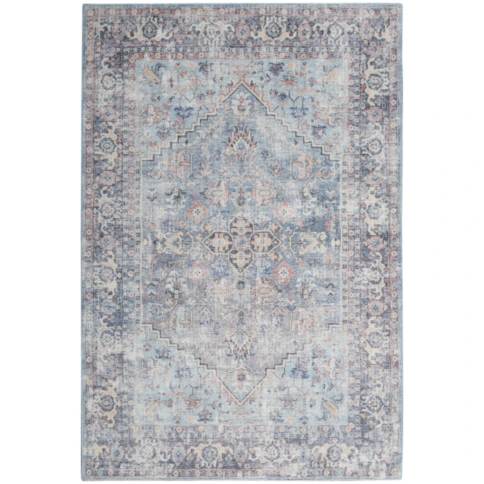 Nicole Curtis Machine Washable Series 1 Area Rug SR104 Blue 8' x 10'