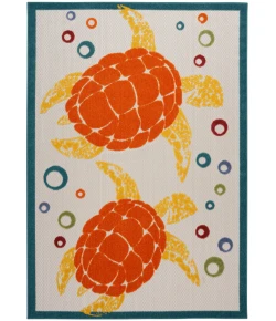 Nourison Home Aloha ALH27 Teal Multicolor 5 ft. 3 in. X 7 ft. 5 in. Area Rug