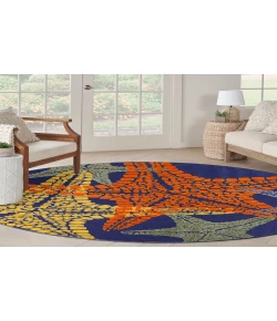 Nourison Home Aloha ALH28 Blue Multicolor 7 ft. 10 in. Round Area Rug