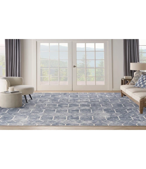 Nicole Curtis Machine Washable Series 1 Blue SR107 9 ft. 2 in. X 12 ft. Rectangle Rug