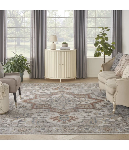Nourison Astra Machine Washable Grey Multicolor ASW12 10ft. x 14ft. Rect. Rug