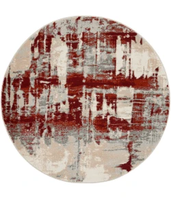 Nourison Home Maxell MAE14 Ivory/Red 3 ft. 10 in. Round Area Rug
