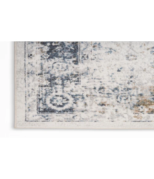 Nourison Astra Machine Washable Ivory Blue ASW16 2 ft. 2 in. X 8 ft. Rectangle Rug