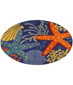Nourison Home Aloha ALH24 Navy Multicolor 7 ft. 10 in. Round Area Rug