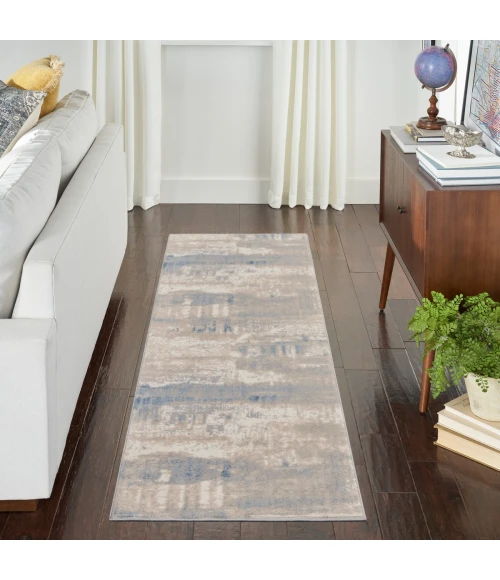 Nourison Solace Area Rug SLA07 Ivory/Grey/Blue 2'3" x 7'3"