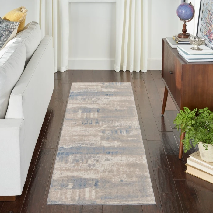Nourison Solace Area Rug SLA07 Ivory/Grey/Blue 2'3" x 7'3"