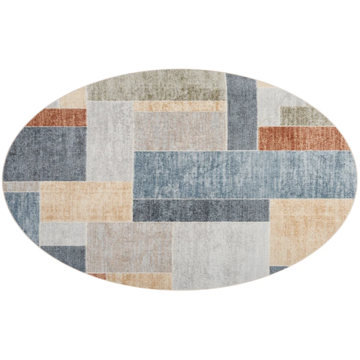 Nourison Astra Machine Washable Multicolor ASW09 5 ft. 3 in. Round Rug